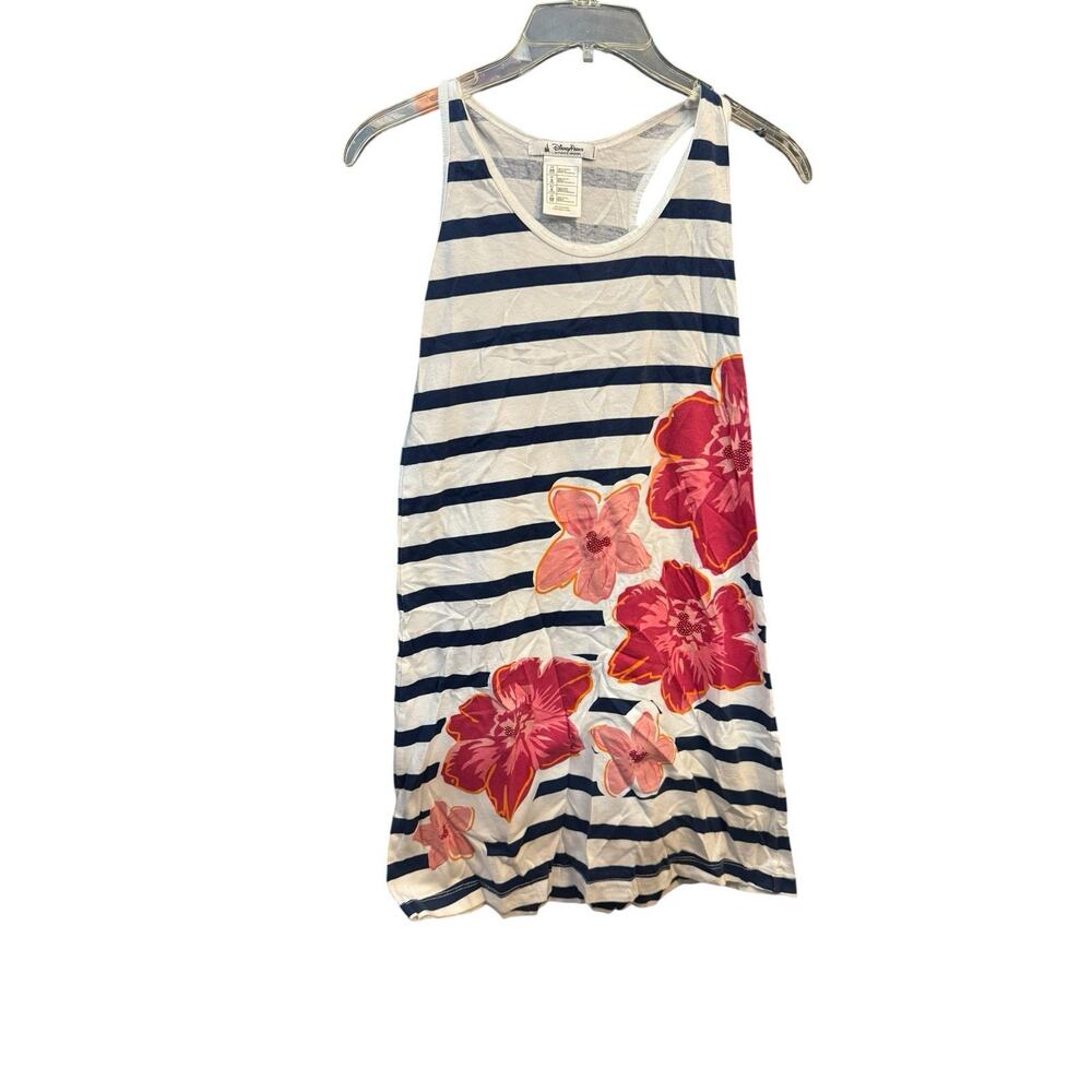 Disney Parks Womans Striped Floral Hidden Mickey Mouse Swim Suit Cover Dress Xs